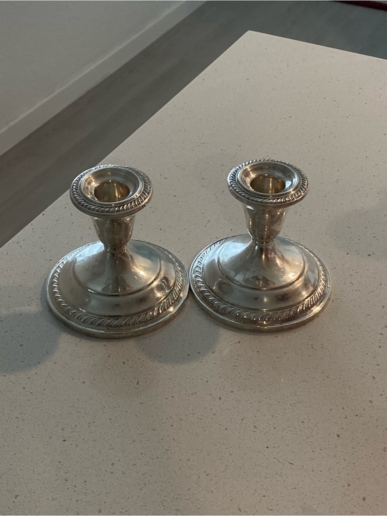 Elegant Sterling Weighted  Decorative Candle Holder Pair